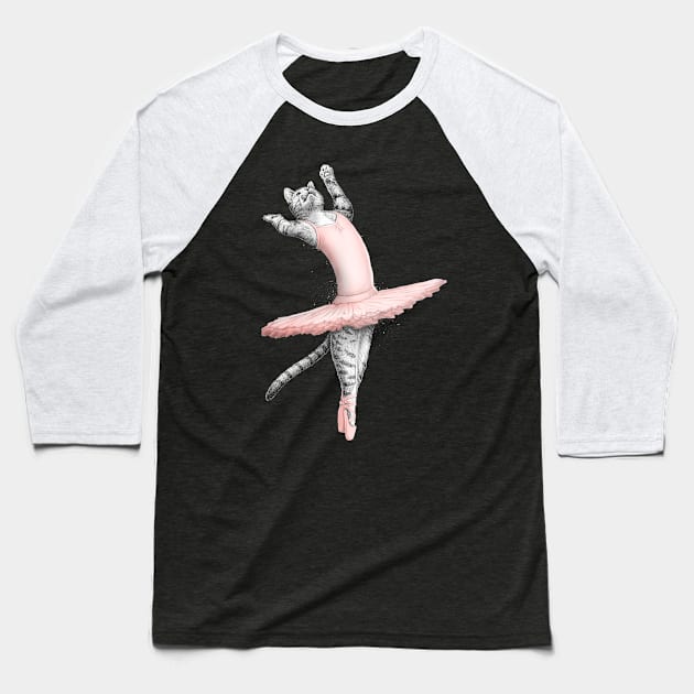 Ballerina Cat Baseball T-Shirt by NikKor